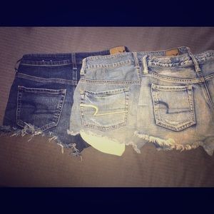 Three pairs of high waisted jean shorts from AEO